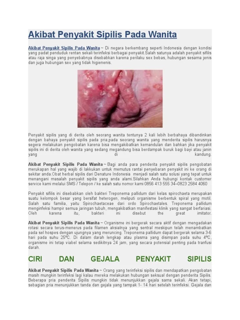 Akibat Penyakit Sipilis Pada Wanita | PDF