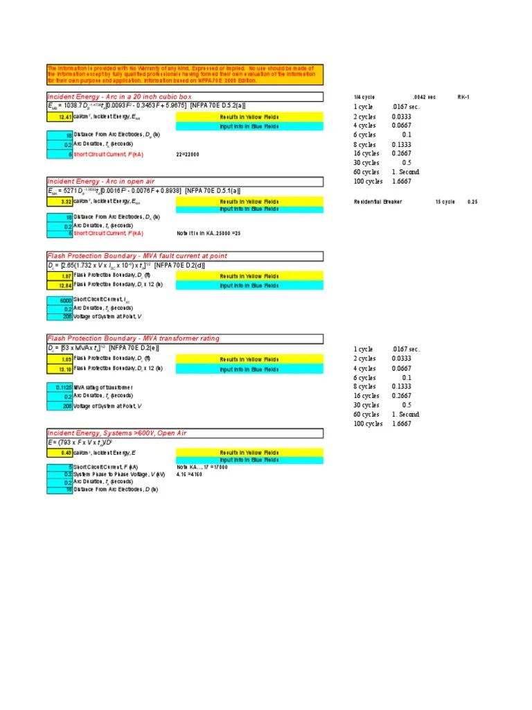 2009 NFPA 70E Arc Flash CalculatorII 1 | PDF | Transformer | Electric Arc