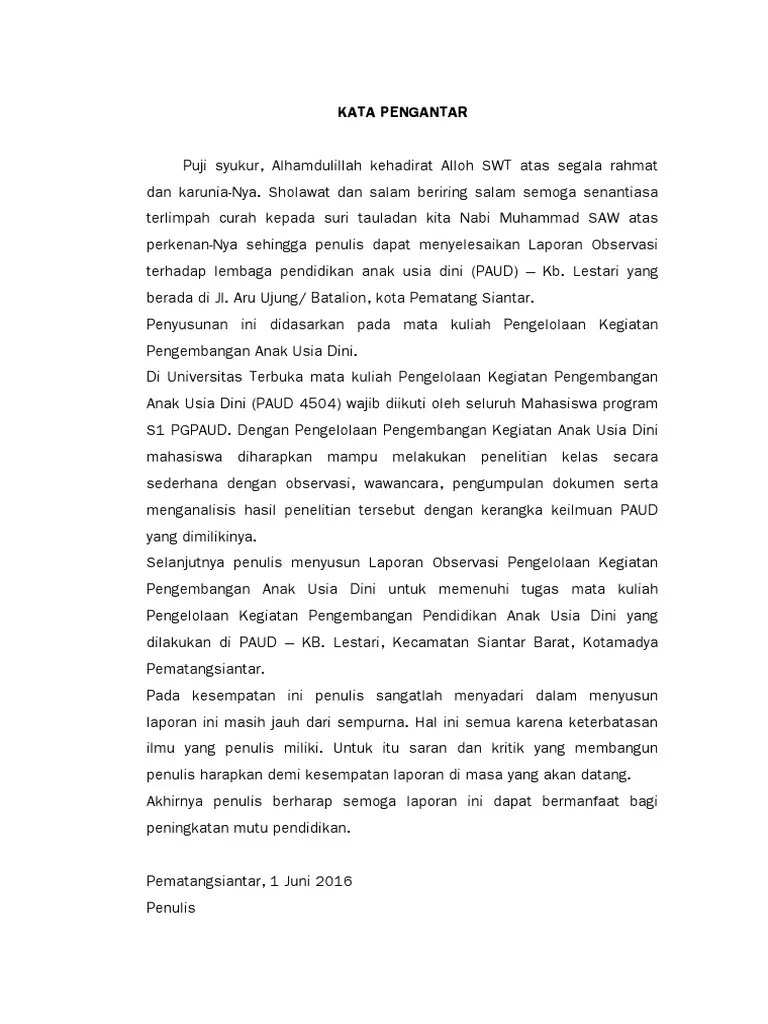 Contoh Laporan Observasi Perkembangan Bahasa Anak Usia Cute766