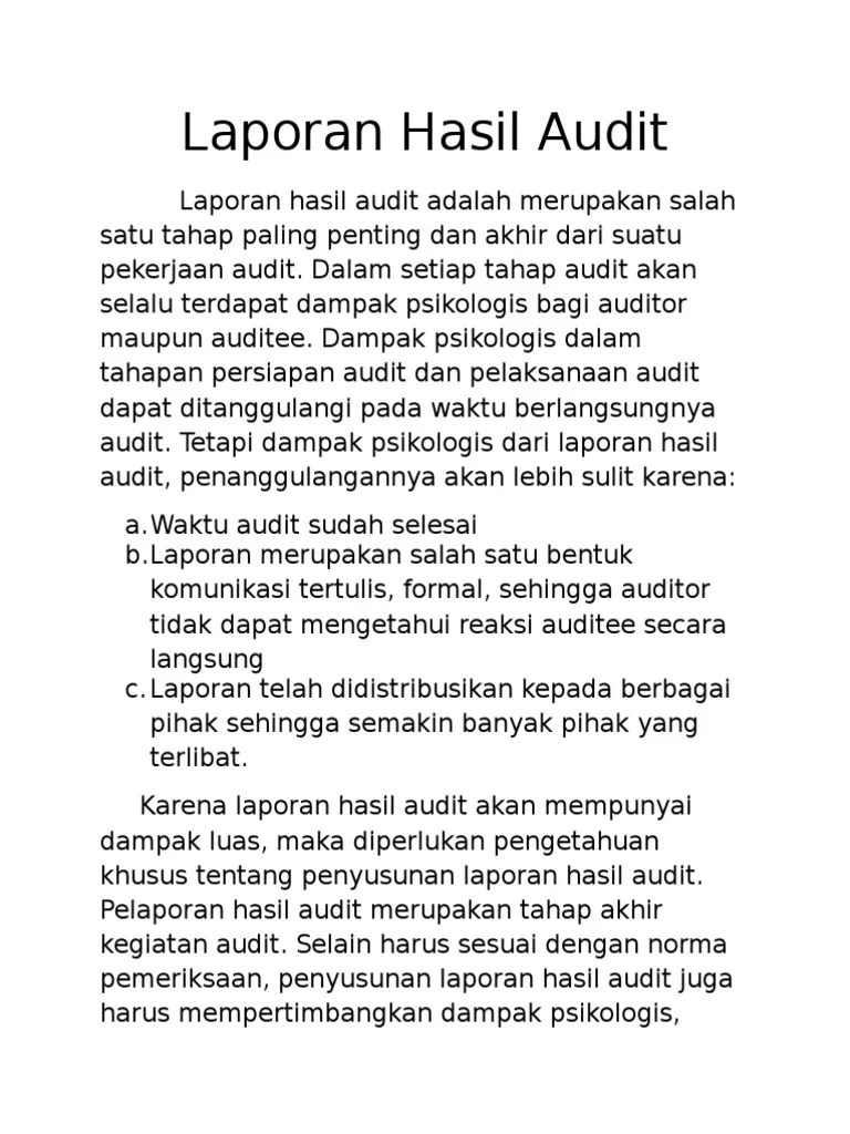 Semoga laporan hasil audit internal ini dapat memberikan manfaat bagi seluruh sivitas akademik di lingkungan universitas bina. Contoh Laporan Hasil Audit Internal Perusahaan Pdf Seputar Laporan