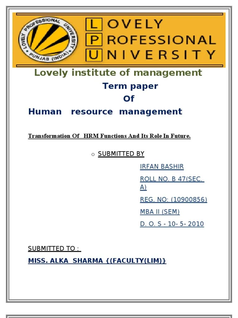 Transformation Of HR Functions | PDF | Human Resources | Human Resource ...