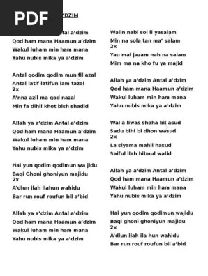 Barun ro ufun ro ufun bil abid. 1 Qasidah Qul Ya Azim Pdf
