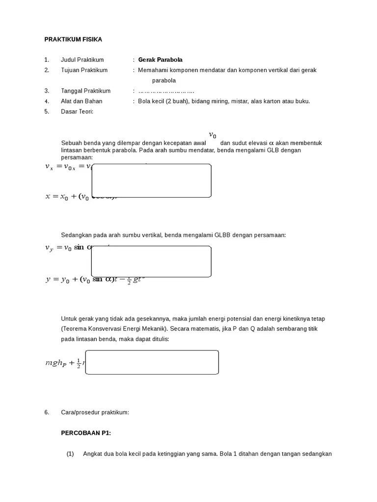 Praktikum Fisika Gerak Parabola | PDF