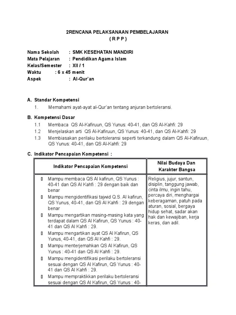 Berhubung saat ini terdapat kebijakan baru dalam melakukan penyusunan rpp. Rpp Pendidikan Agama Islam Smk Document
