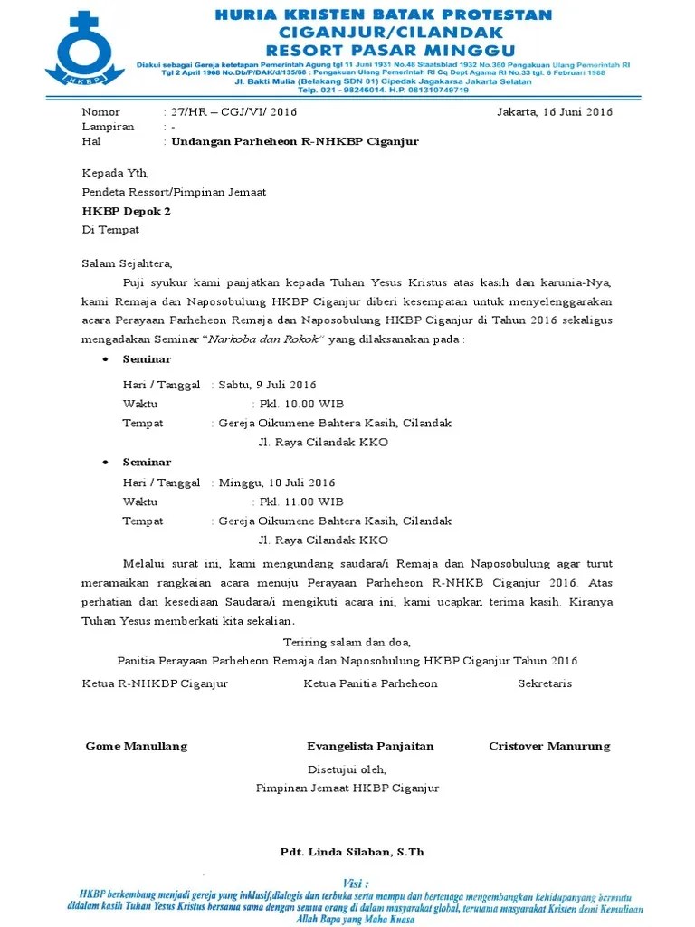 Surat Undangan Parheheon Ke Gereja Lain | PDF