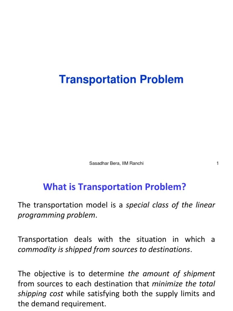 Optimizing Transportation Costs: Solving The Transportation Problem Through Linear Programming ...
