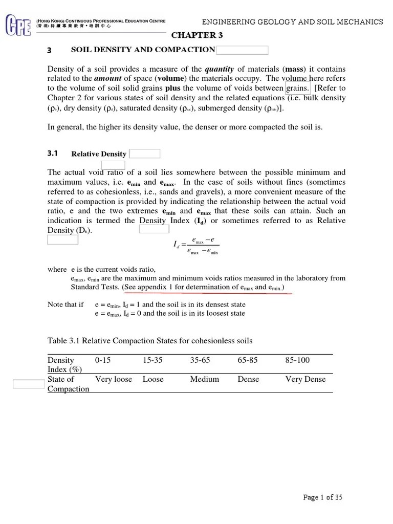 2 - Engineering Geology And Soil Mechanics - Chapter 3 - Soil Density And Compaction | PDF ...
