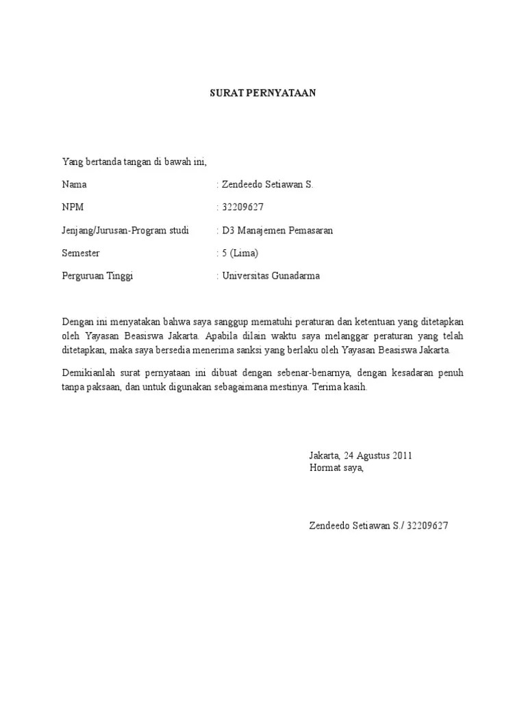 contoh surat pernyataan kesanggupan mengikuti lomba contoh surat izin lomba untuk perorangan. Contoh Surat Pernyataan Mematuhi Peraturan