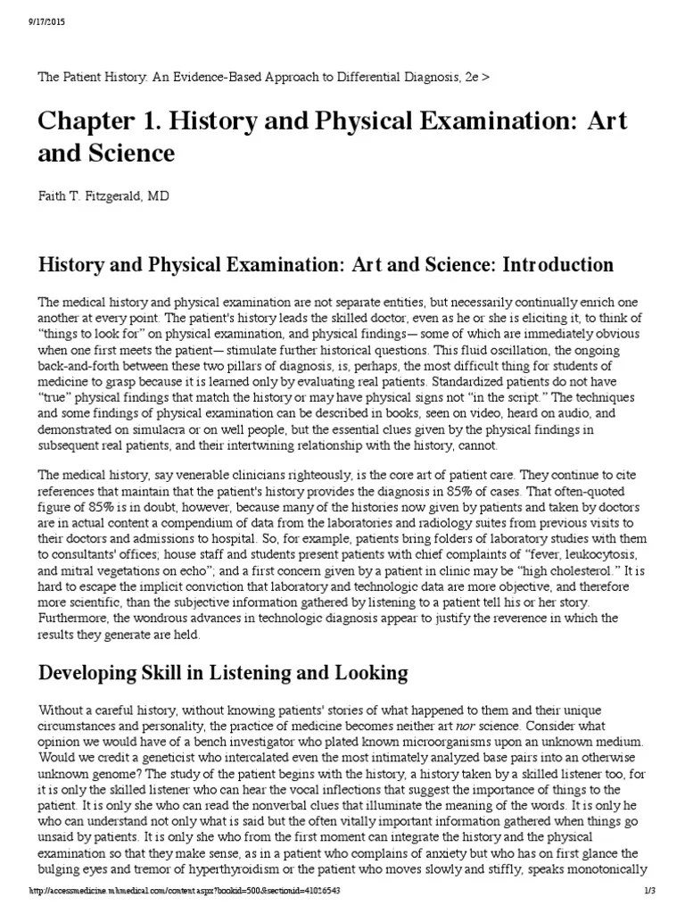 Chapter 1. History And Physical Examination - Art And Science | PDF | Physical Examination ...