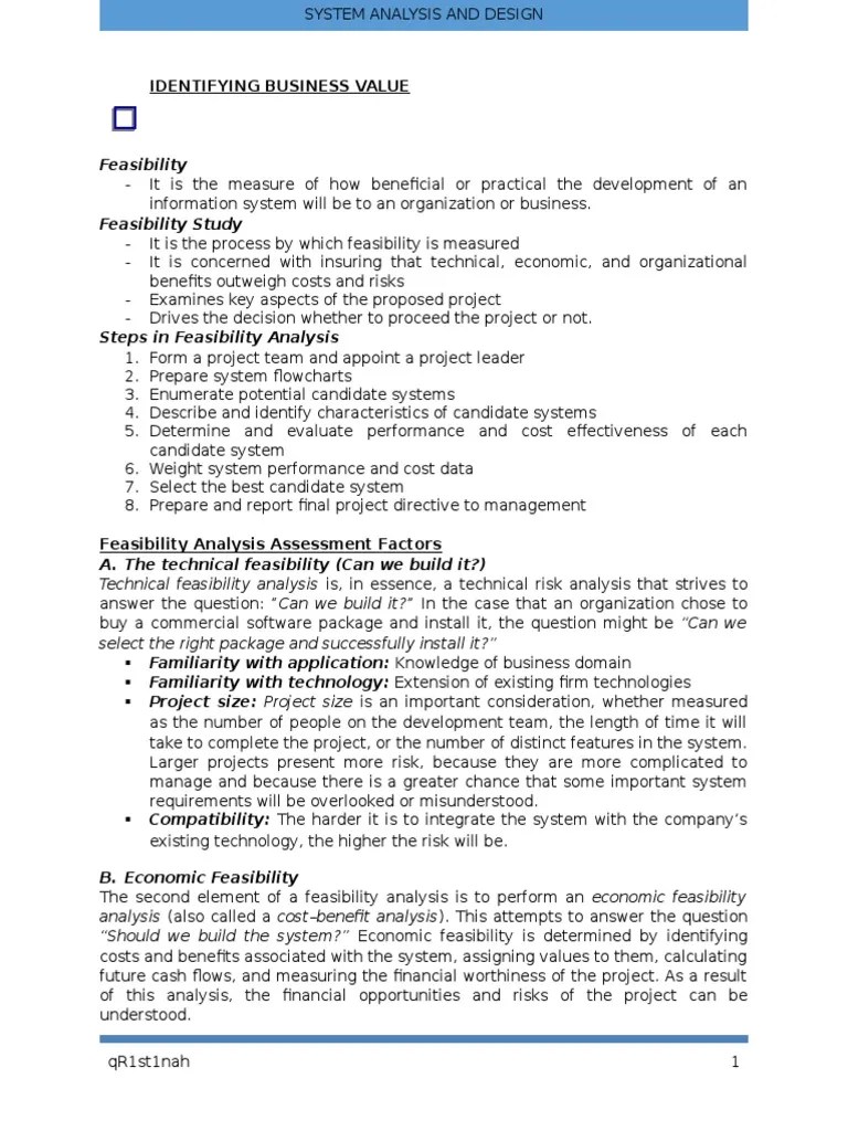 System Analysis And Design | Download Free PDF | Feasibility Study ...