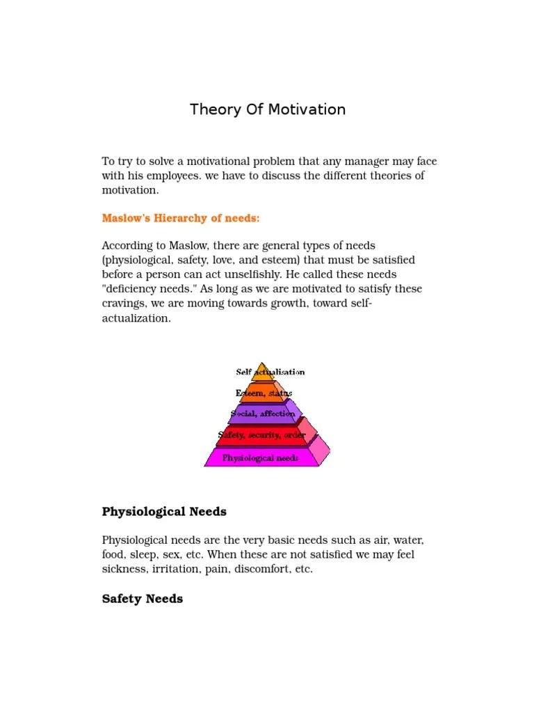 Theory Of Motivation | PDF