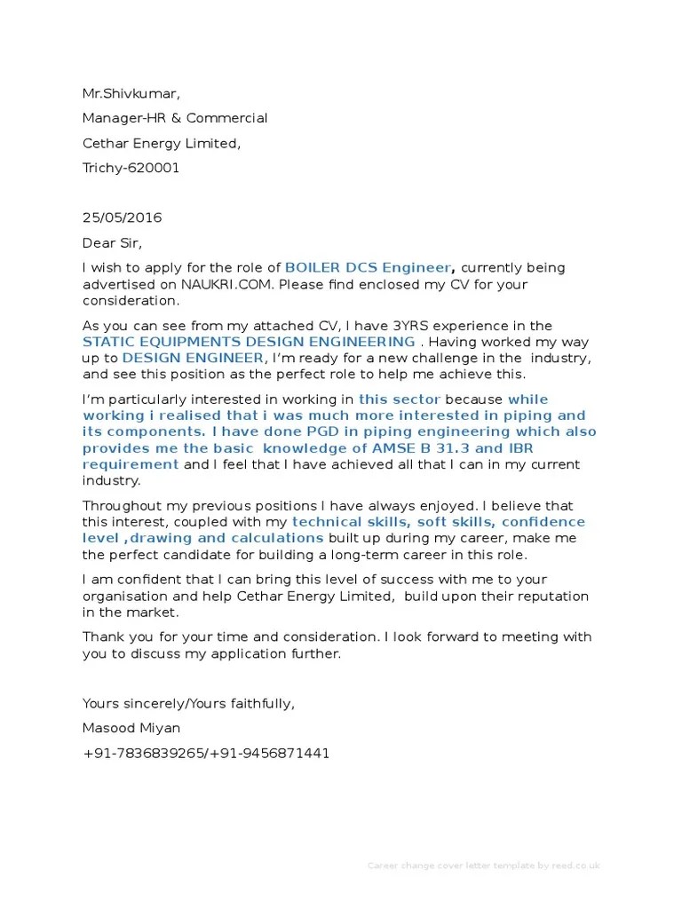 How to overcome common cover letter problems. Career Change Cover Letter Template Pdf