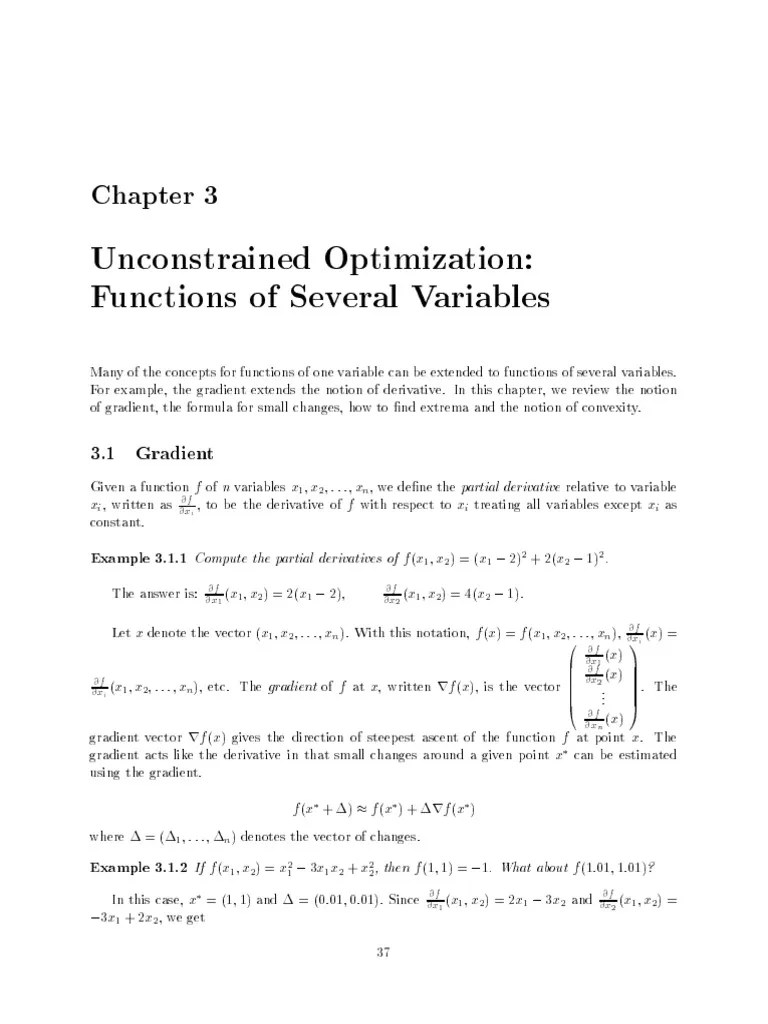 Unconstrained Optimization | PDF | Maxima And Minima | Mathematical ...