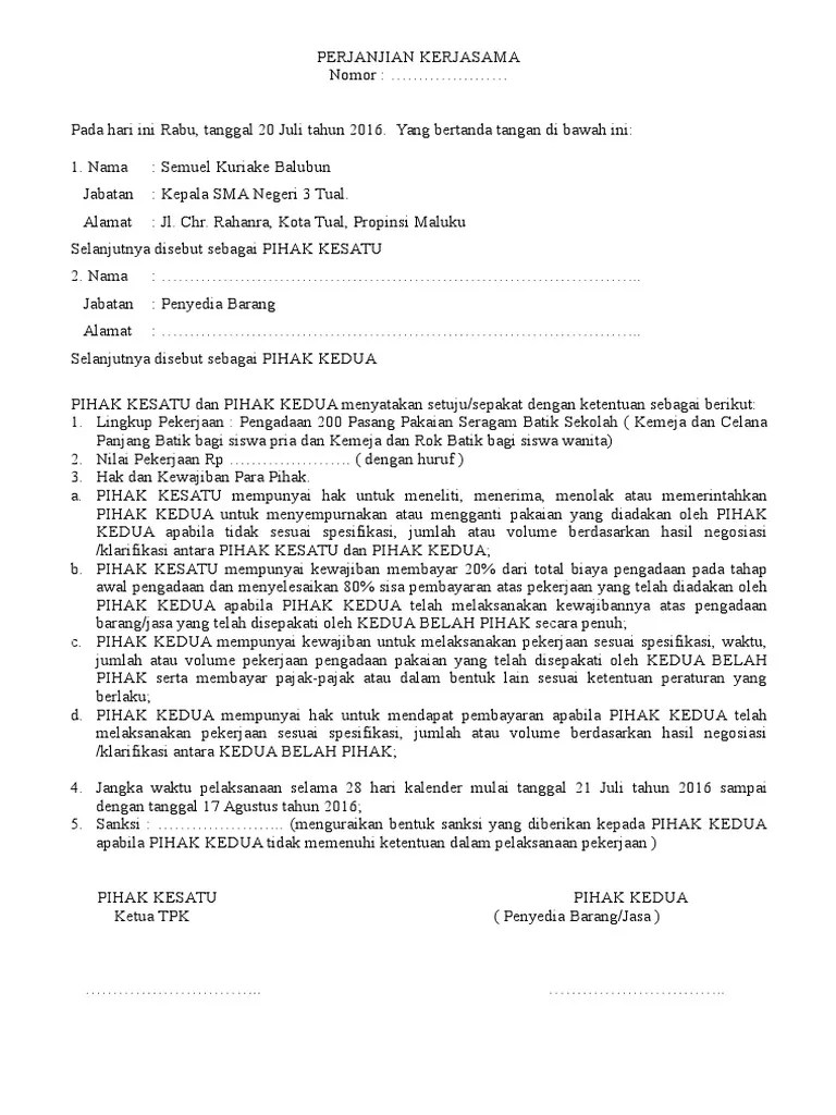Permohonan surat bebas temuan kota makassar. Perjanjian Kerjasama Pengadaan Barang Dan Jasa.