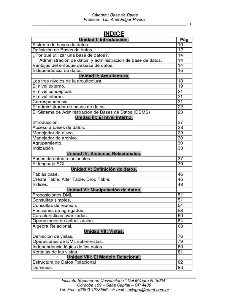 Manual Base De Datos | PDF | SQL | Modelo Relacional