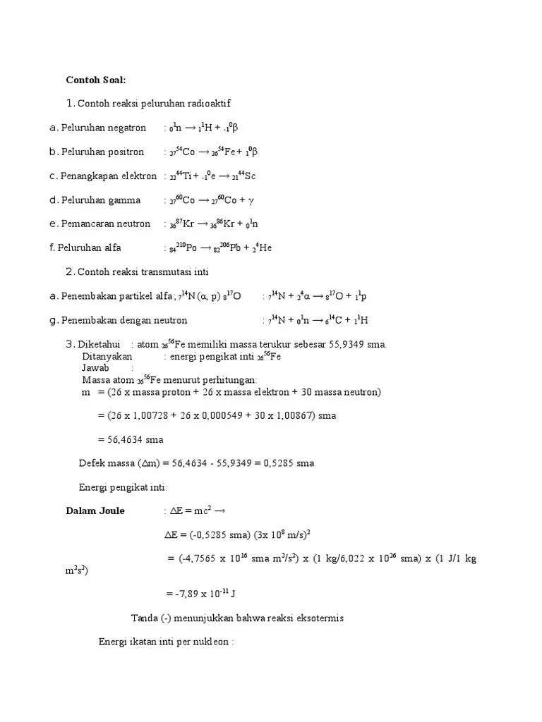 Contoh Soal Waktu Paruh Rumus waktu paruh radioaktif kimia.