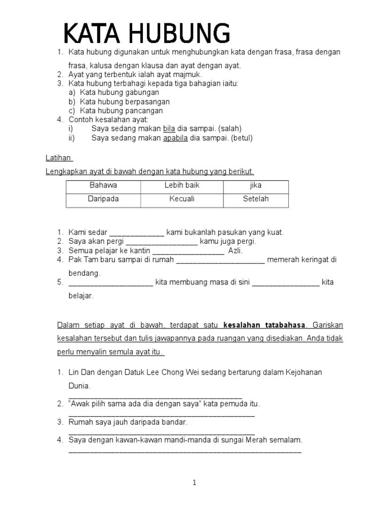 Kata hubung gabungan pembelajaran e men1ena1. Kata Hubung Pdf