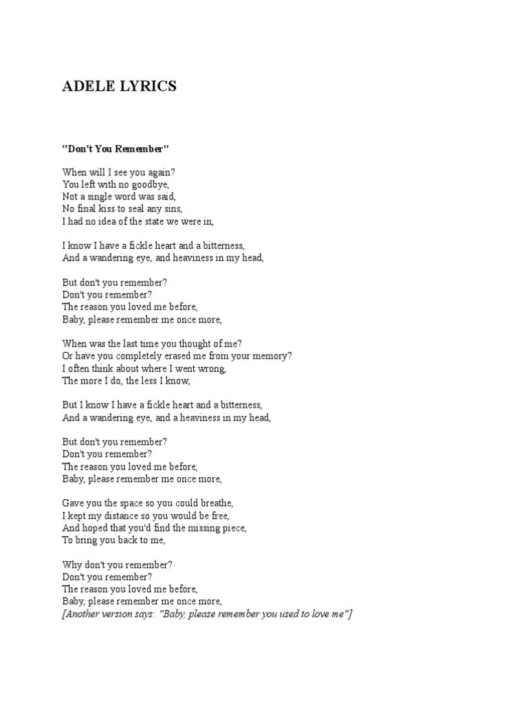 Adele Lyrics | PDF