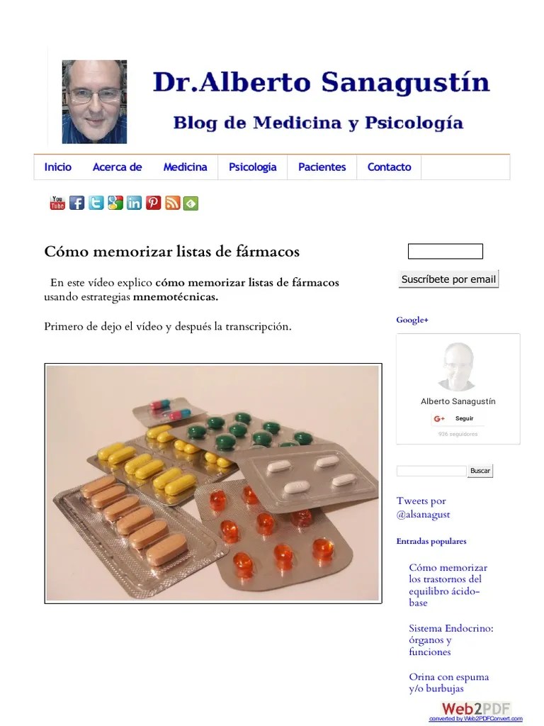 Cómo Memorizar Listas De Fármacos | PDF | Memoria | Ciencia Cognitiva