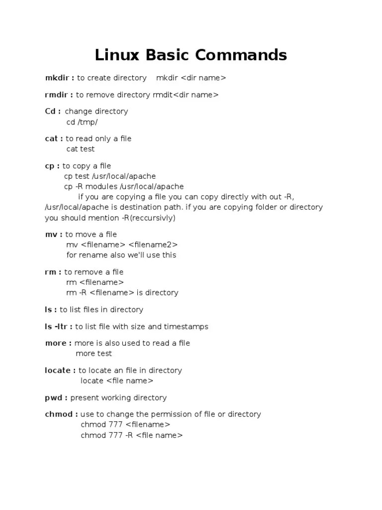 Linux Basic Commands | PDF | Computer File | Directory (Computing)