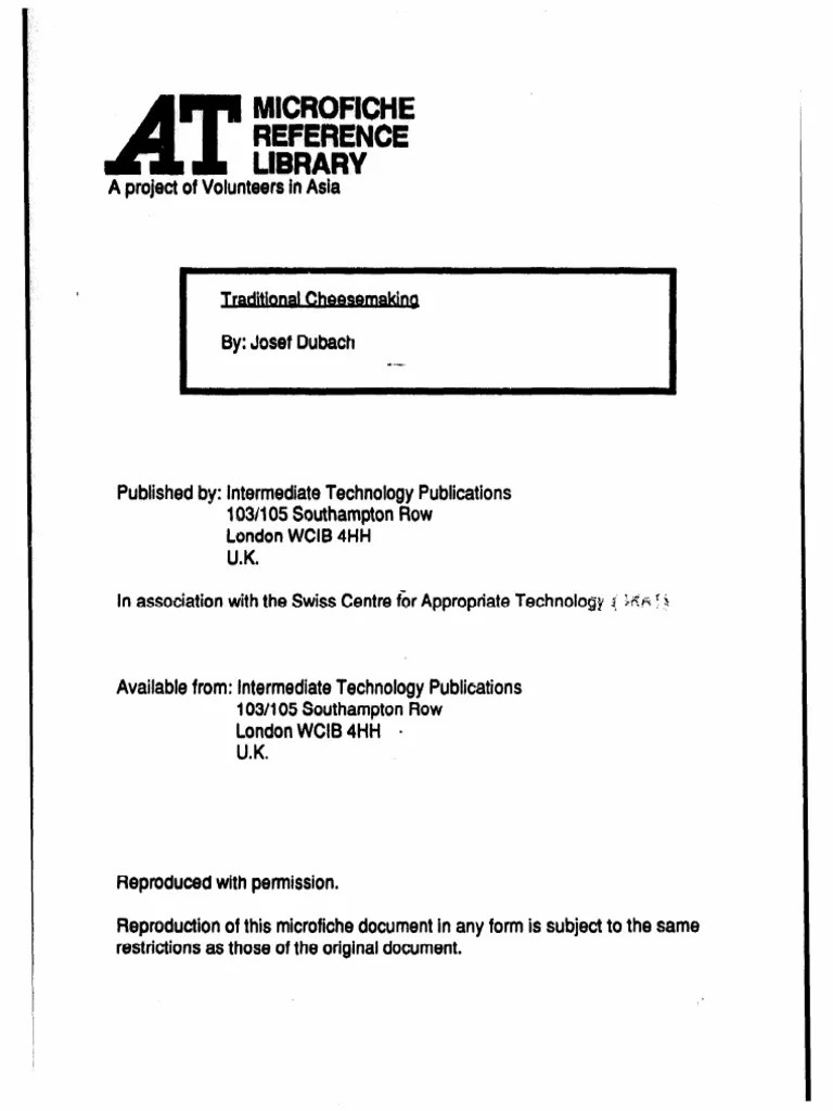 Traditional Cheese Making 1989 PDF | PDF | Cheese | Cheesemaking