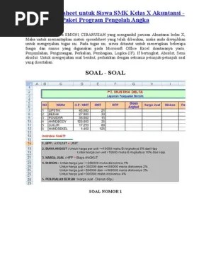 Rangkuman kunci jawaban soal latihan uas / pas diambil dari andronezia.com. Tugas Spreadsheet Untuk Siswa Smk Kelas X Akuntansi