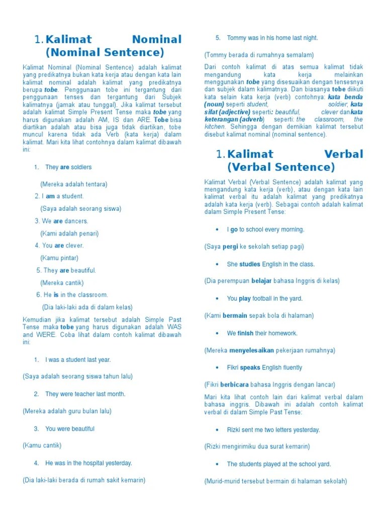 Kalimat Nominal Pdf Subjek Tata Bahasa Kalimat Linguistik 