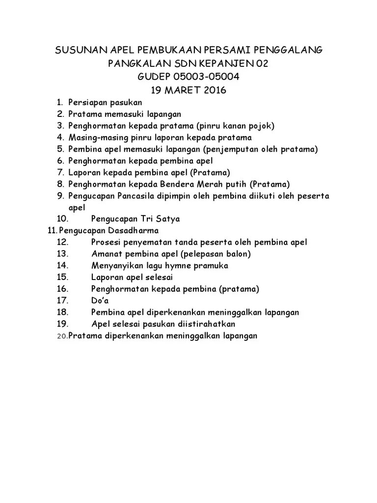 Susunan Apel Pembukaan Persami Penggalang | PDF