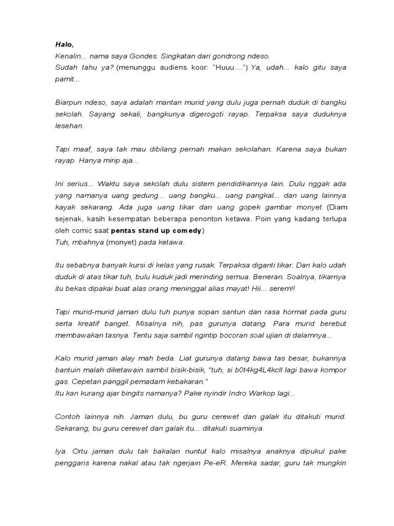 Naskah Stand Up Comedy Tentang Guru Seputaran Guru Cute766