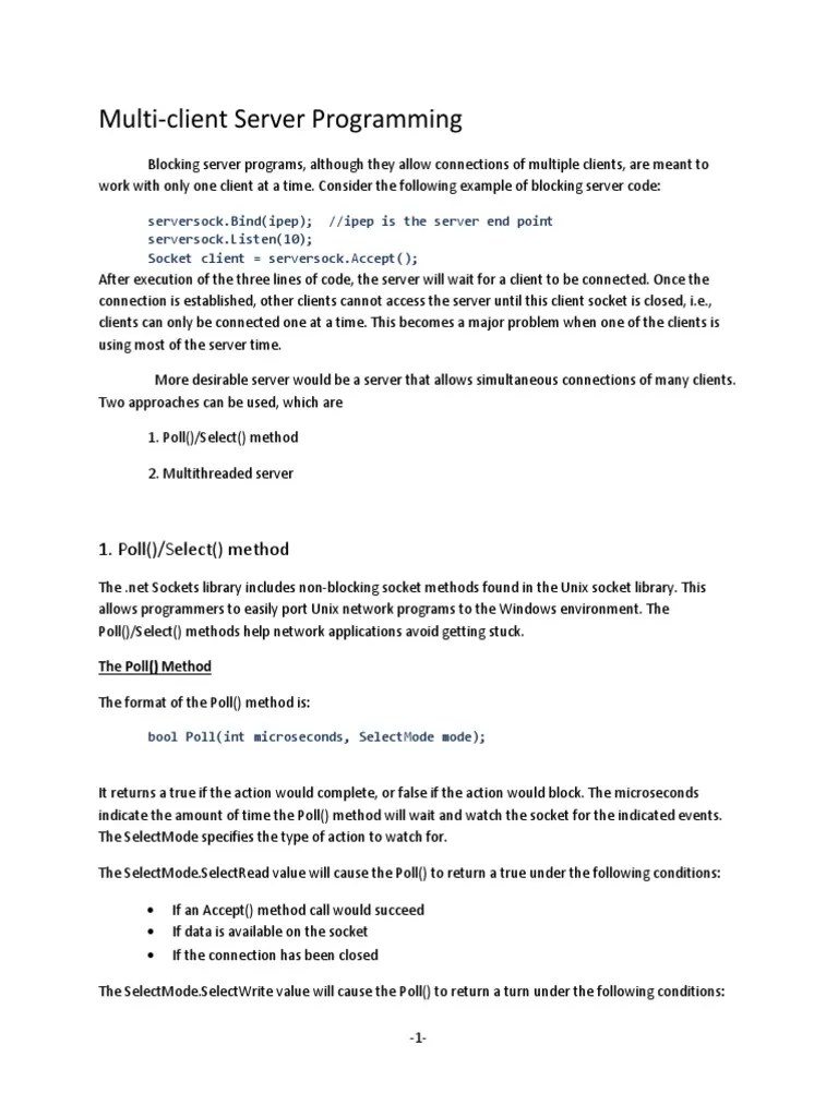 Multi Client Server | PDF | Network Socket | Client (Computing)