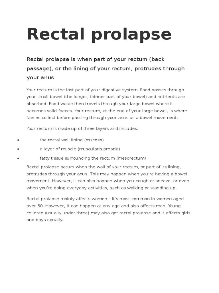 Rectal Prolapse | PDF | Hemorrhoid | Rectum