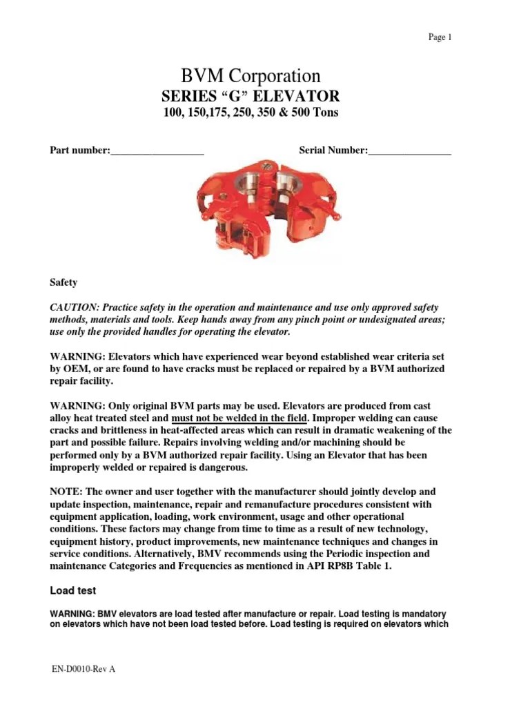 G Series Elevator Maintenance Manual | PDF | Elevator | Wear