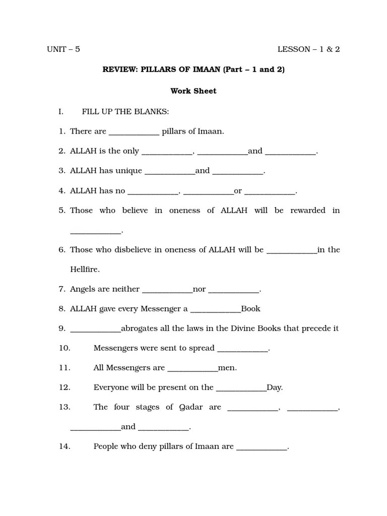 UNIT5 Lesson1&2 Worksheet | PDF