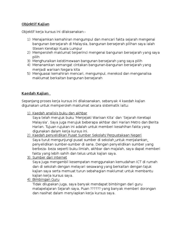 Antara kemahiran tersebut ialah kemahiran mencari, mengumpul, dan menganalisis maklumat dan data mengenai sekolah saya. Kerja Kursus Sejarah 2016 Pdf