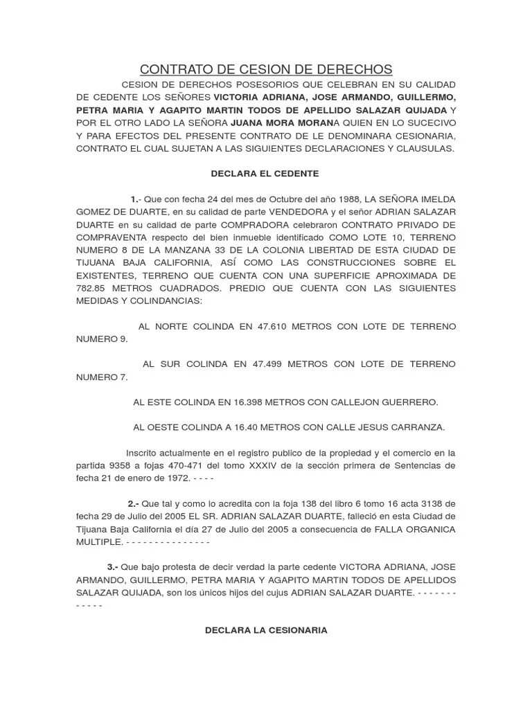 Contrato De Cesion De Derechos | PDF | Gobierno