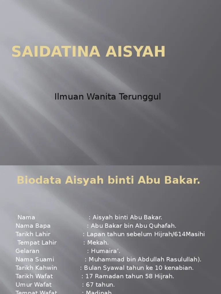 Biodata Saidatina Aisyah / Kisah Siti Aisyah Aplikacje W Google Play