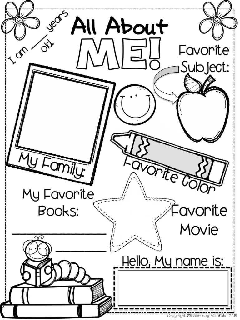 Click the image below for your free printable all about me worksheet. First Day Of School All About Me
