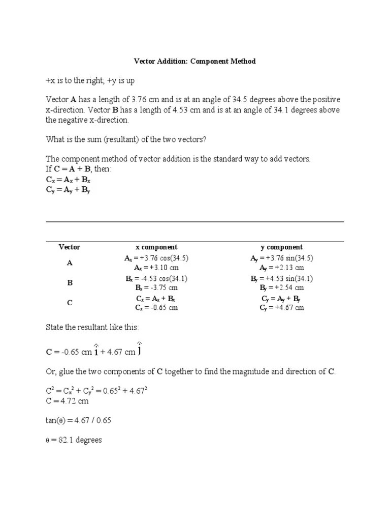Vector Addition Using Component Method | PDF | Trigonometric Functions ...