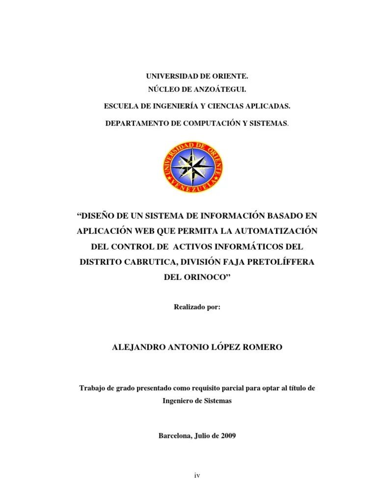 Tesis - DISEÑO DE UN SISTEMA DE INFORMACIÓN BASADO EN APLICACIÓN WEB ...