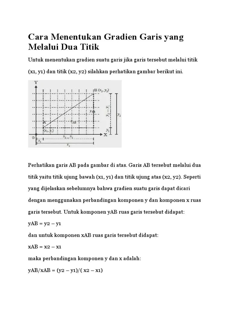 Cara Menentukan Gradien Garis Yang Melalui Dua Titik | PDF