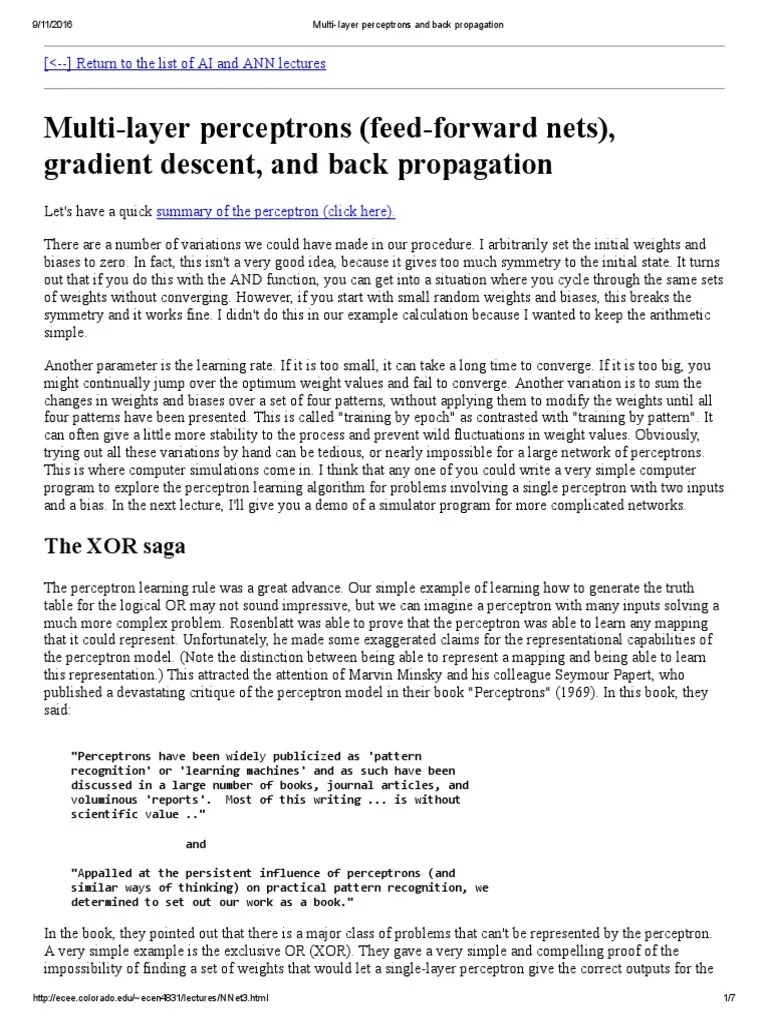 Multi-Layer Perceptrons And Back Propagation | PDF | Systems Theory ...