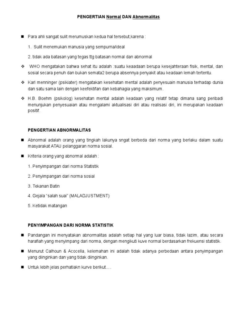 PENGERTIAN Normal DAN Abnormalitas | PDF