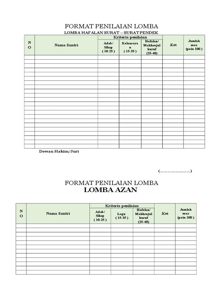 Petunjuk teknis lomba asma'ul husna a. Kriteria Penilaian Lomba Hafalan Asmaul Husna Beinyu Com