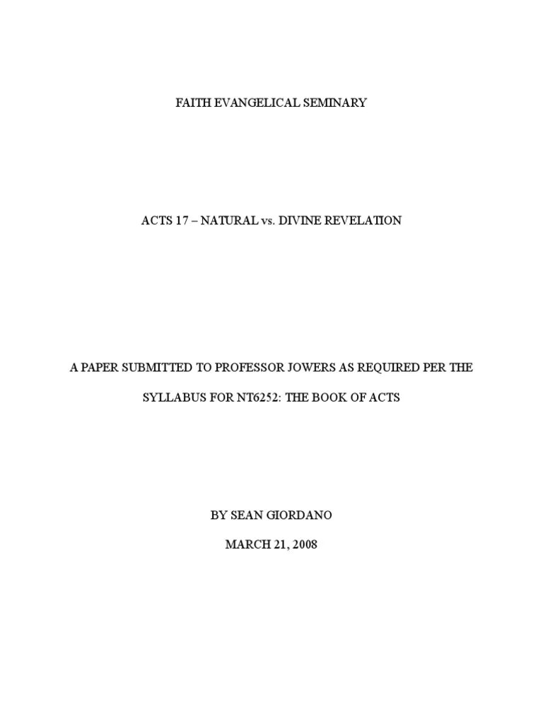 Natural Vs. Divine Revelation | PDF | Revelation | God