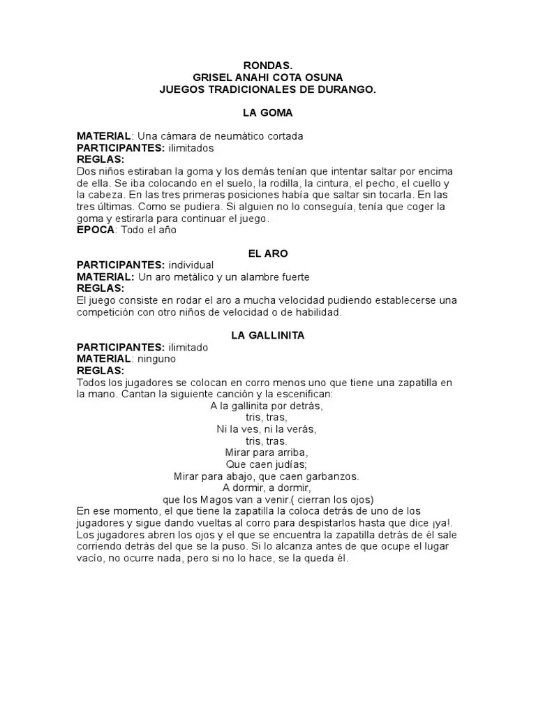 Los 10 juegos populares más tradicionales las escondidillas. Juegos Tradicionales De Durango Pdf Pelota Ocio