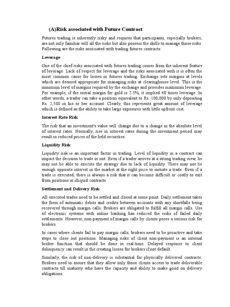 Risks Of Futures, Forwards, Options And Swaps Trading | PDF | Swap ...