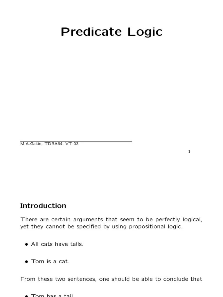 Predicate Logic | PDF | Interpretation (Logic) | First Order Logic
