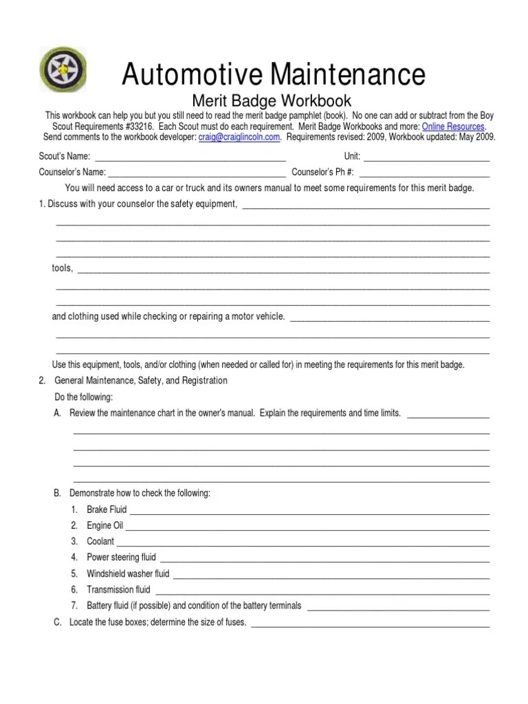 The item with your counselor, not for providing full and complete answers. Automotive Maintenance Merit Badge Worksheet Pdf Internal Combustion Engine Car