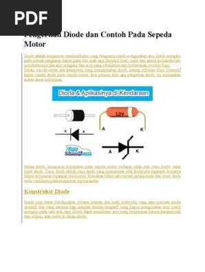 Pengertian Diode Dan Contoh Pada Sepeda Motor