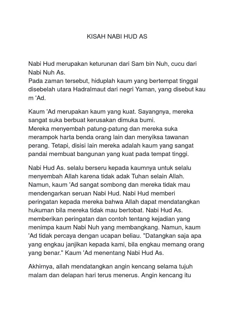 Kisah Nabi Hud Dan Azab Allah Kepada Kaum 'Ad Yang Sombong Dan ...
